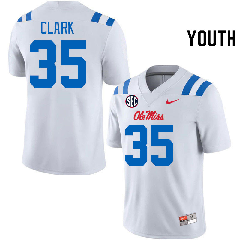 Youth #35 Cam Clark Ole Miss Rebels 2024 New Uniforms College Football Jerseys Stitched-White